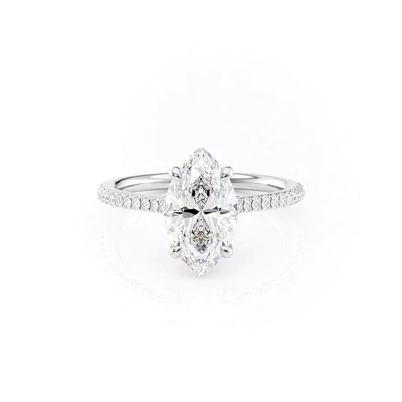 3 CT Marquise Lab Grown Diamond Pave Engagement Ring