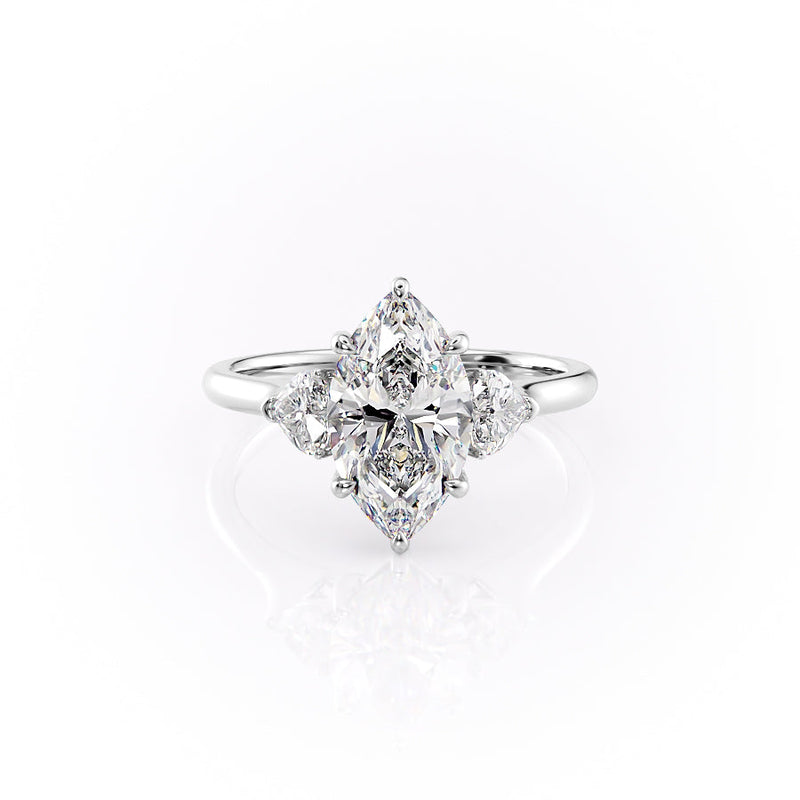 2 CT Marquise Lab Grown Three Stone Engagement Ring