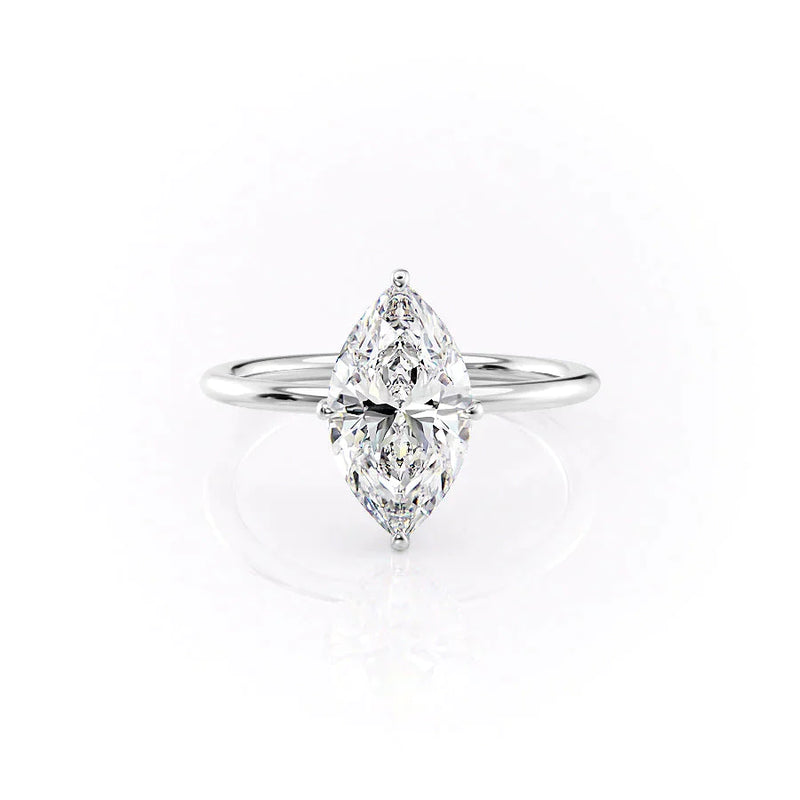 2.5 CT Marquise Cut Moissanite Halo Solitaire Engagement Ring