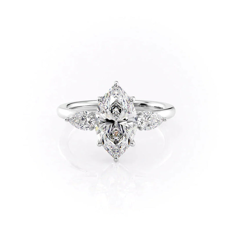 Unique Three Stone 2 CT Marquise Lab Grown Engagement Ring