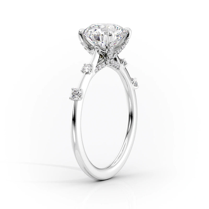 Unique 2 CT Marquise Lab Grown Distance Pave Engagement Ring