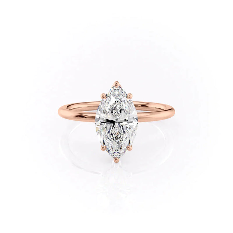 Six Prong Marquise Cut Moissanite Solitaire Engagement Ring