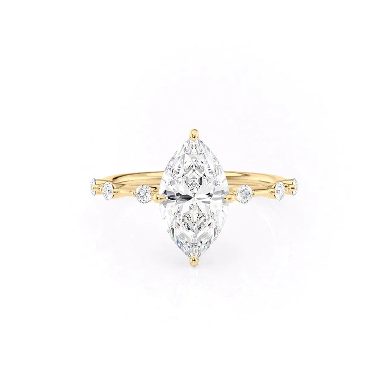 3 CT Marquise Cut Moissanite Distance Pave Engagement Ring