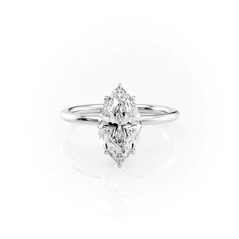 Six Prong Marquise Cut Moissanite Solitaire Engagement Ring