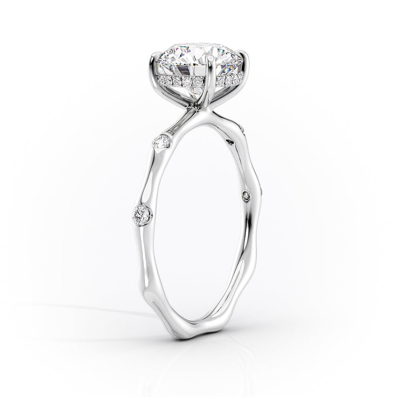 3 CT Marquise Lab Grown Distance Pave Engagement Ring