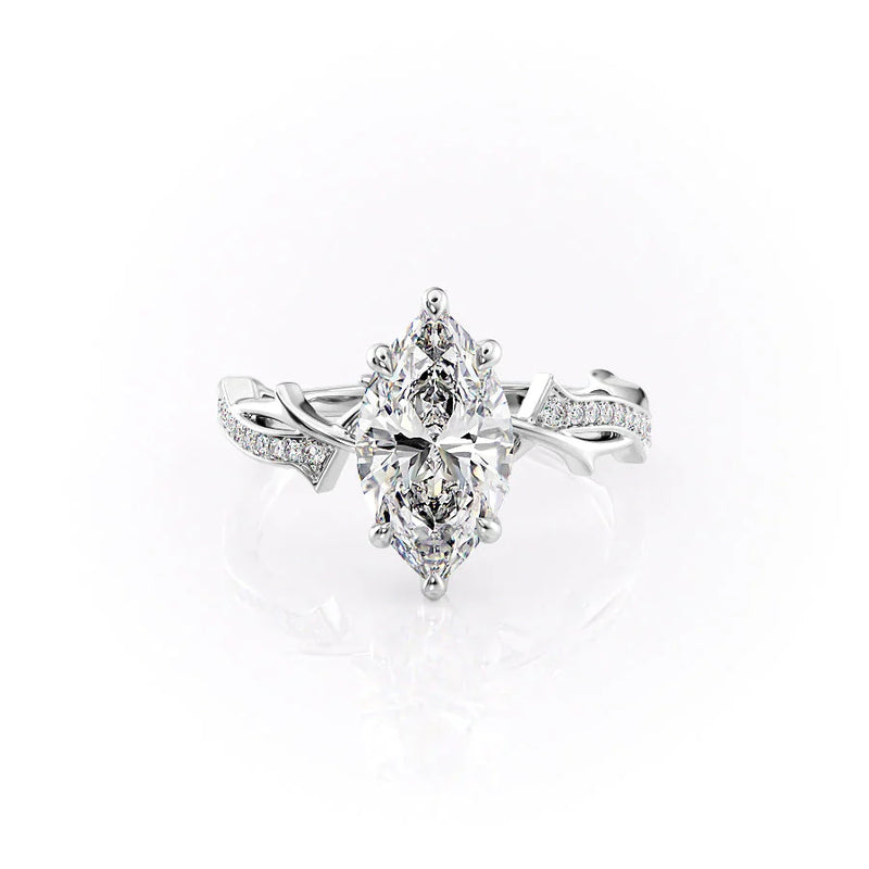 2 CT Unique Marquise Lab Grown Pave Engagement Ring