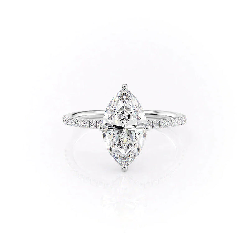 Unique 2 CT Marquise Lab Grown Pave Engagement Ring