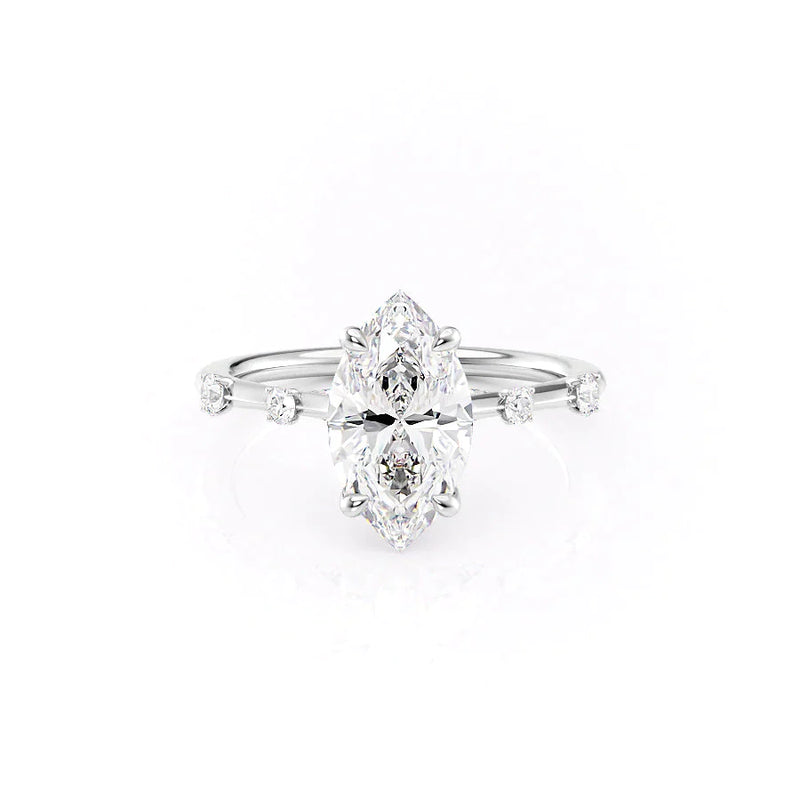 Unique 2 CT Marquise Lab Grown Distance Pave Engagement Ring