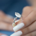 Load image into Gallery viewer, 2 CT Solitaire Cluster Ring With Marquise Moissanite Ring
