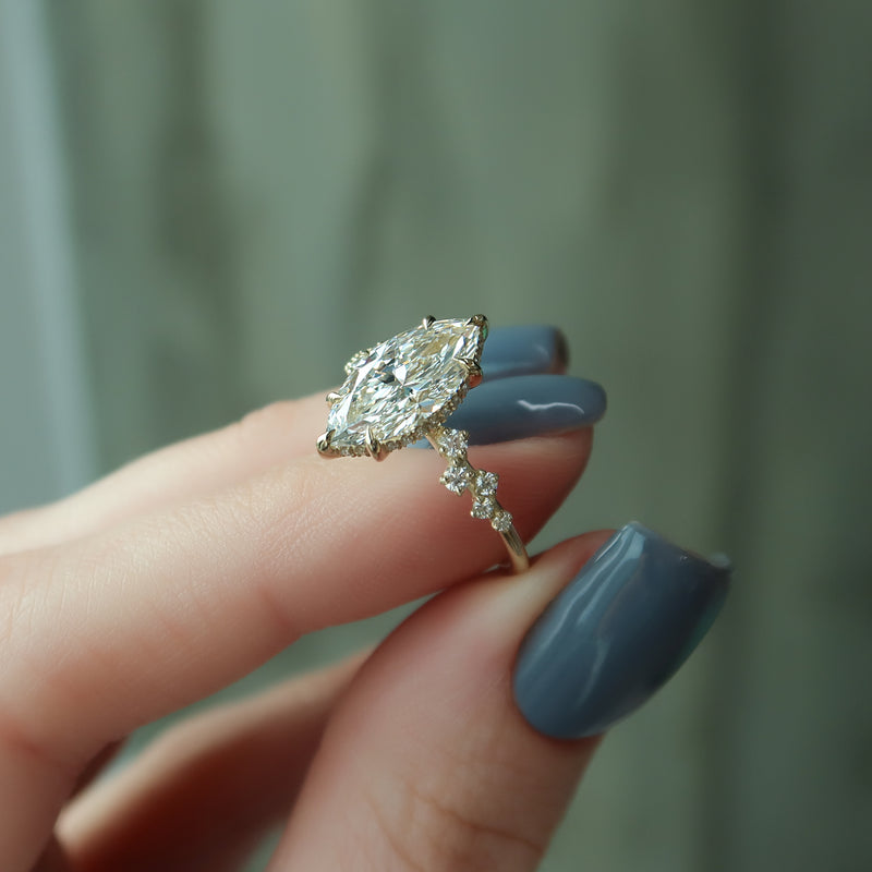 2 CT Solitaire Cluster Ring With Marquise Moissanite Ring