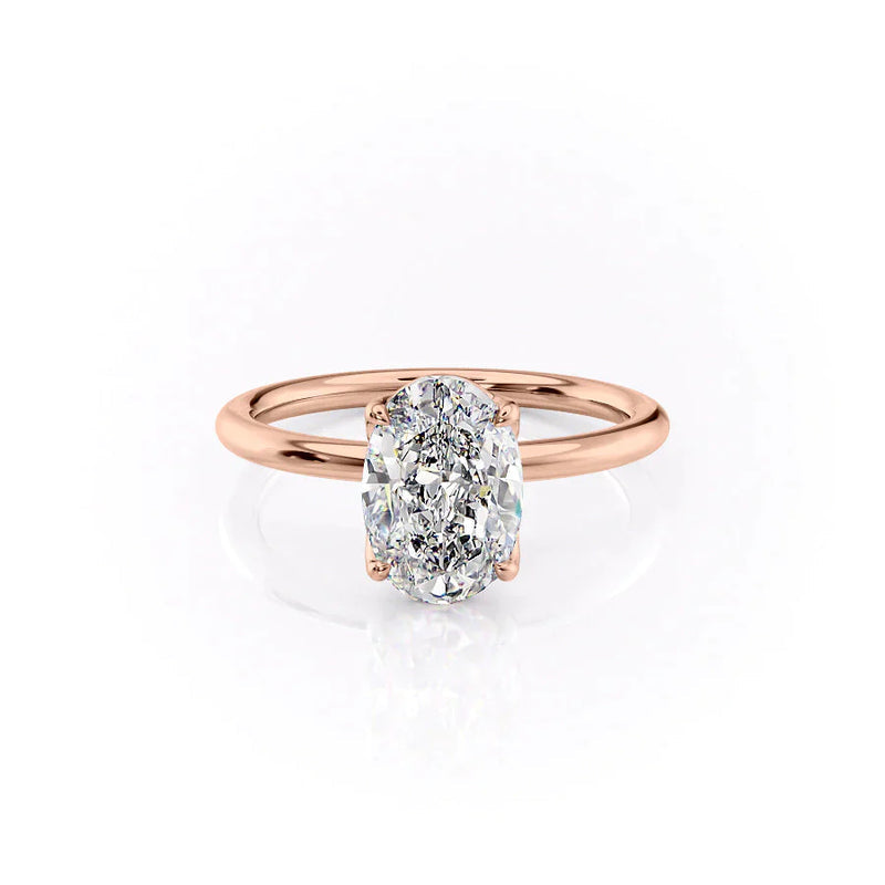 2.5 CT Oval Cut Solitaire Moissanite Diamond Ring With Slim Band