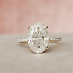 Load image into Gallery viewer, 3.50 CT Oval Cut Hidden Halo Moissanite Engagement Ring
