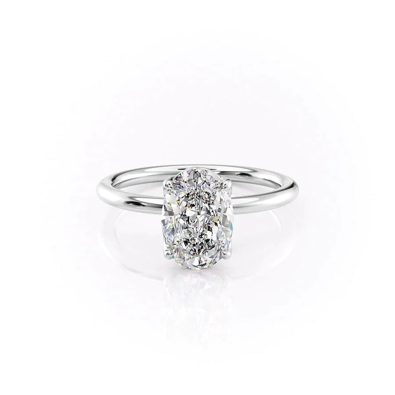 2.5 CT Oval Cut Solitaire Moissanite Diamond Ring With Slim Band