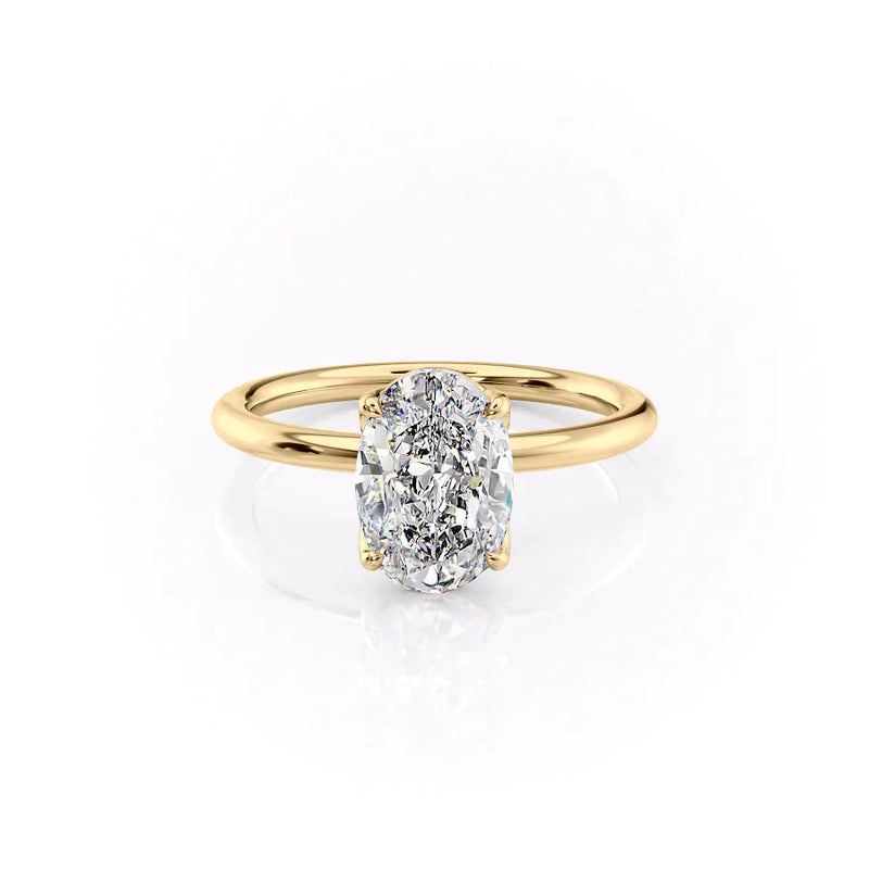 2.5 CT Oval Cut Solitaire Moissanite Diamond Ring With Slim Band