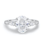 Load image into Gallery viewer, 3.50 CT Oval Cut Three Stone Moissanite Engagement Ring in 14K White Gold
