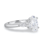 Load image into Gallery viewer, 3.50 CT Oval Cut Three Stone Moissanite Engagement Ring in 14K White Gold
