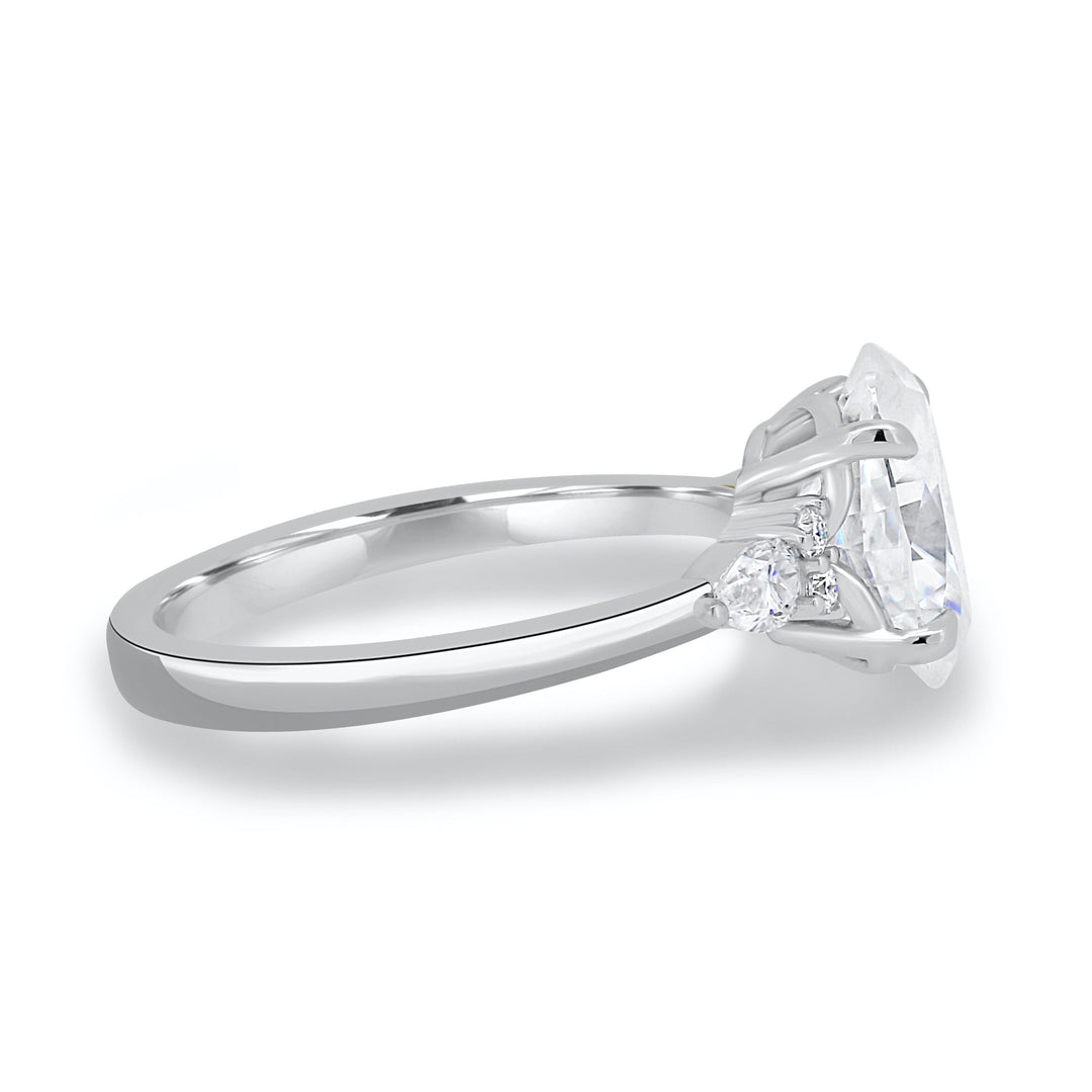 3.50 CT Oval Cut Three Stone Moissanite Engagement Ring in 14K White Gold