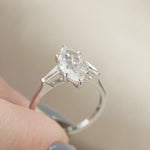 Load and play video in Gallery viewer, 3 CT Marquise Cut Three Stone Solitaire Ring Moissanite Engagement Ring
