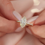 Load and play video in Gallery viewer, 2.50 CT Marquise Cut Moissanite Pave Set Engagement Ring
