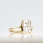 Load image into Gallery viewer, 3 ct Radiant Cut Solitaire Moissanite Bezel Diamond Engagement Ring
