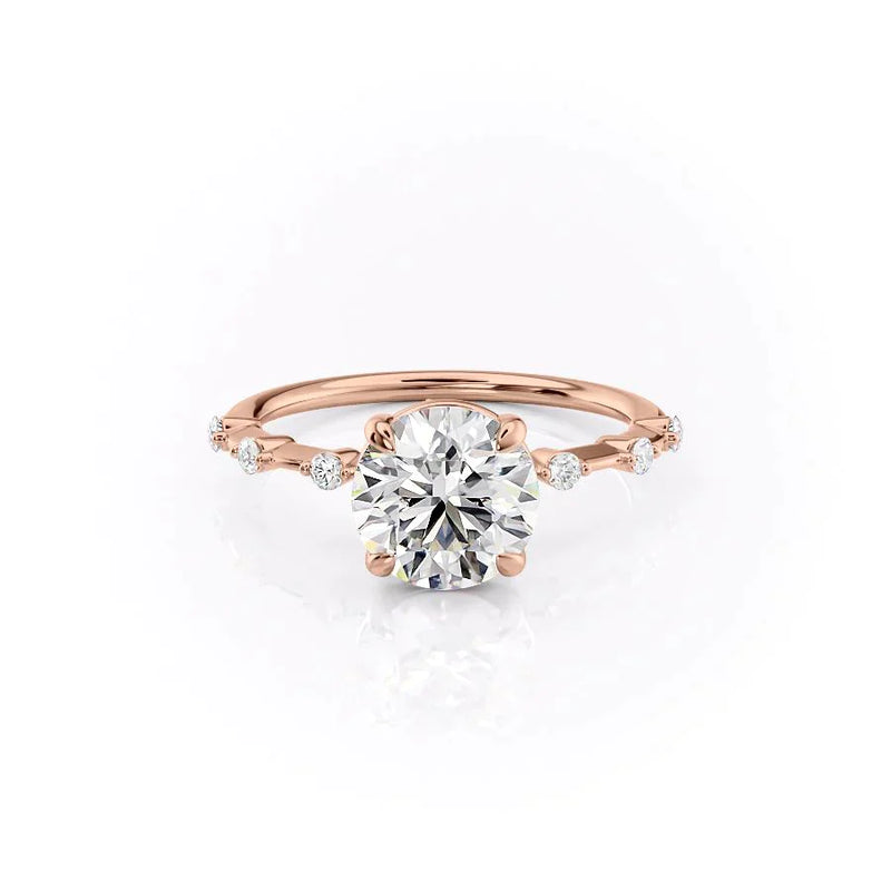 2 CT Round Cut Moissanite Engagement Ring With Distance Pave