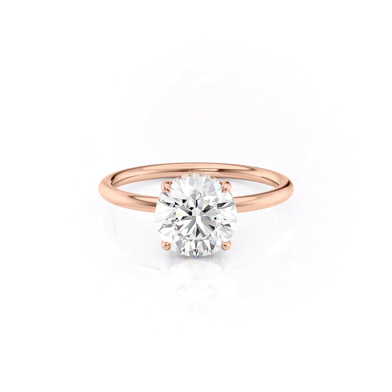 2 CT Round Cut Hidden Halo Moissanite Diamond Ring With Matching Wedding Band