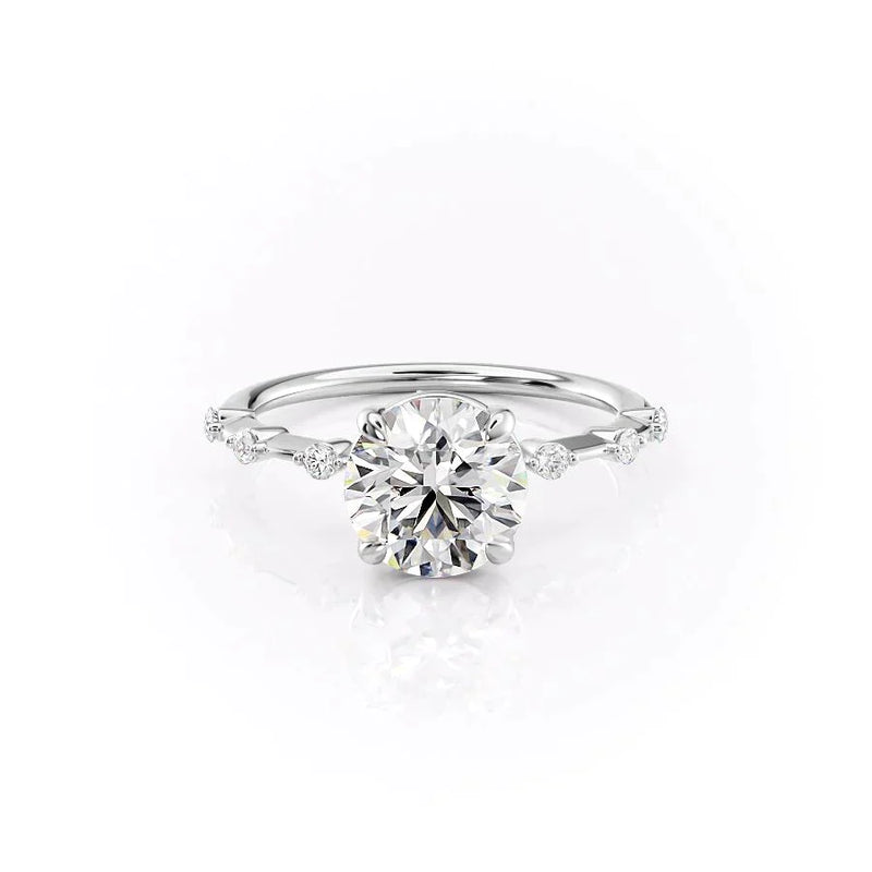 2 CT Round Cut Moissanite Engagement Ring With Distance Pave