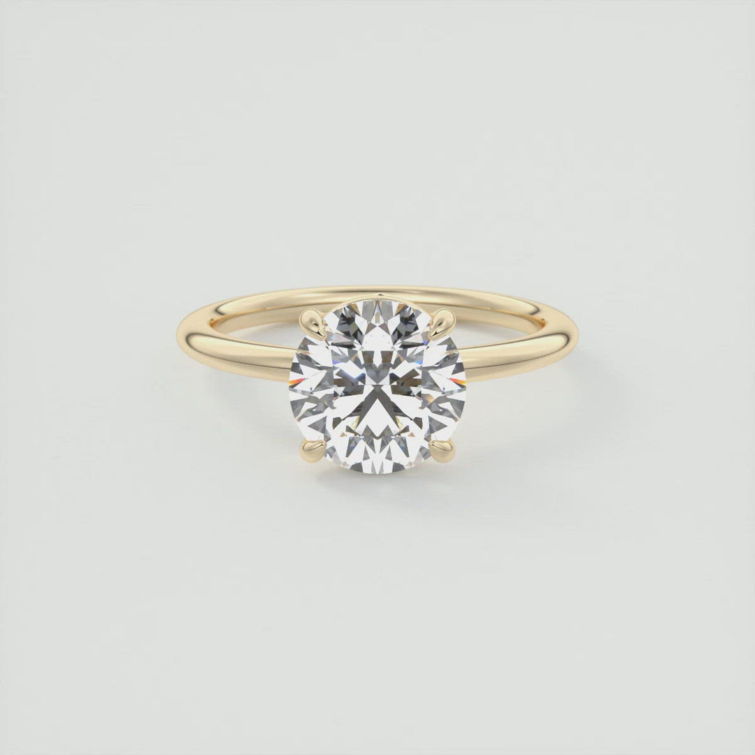 2 CT Round Flush Stacking Low Profile Solitaire Moissanite Engagement Ring