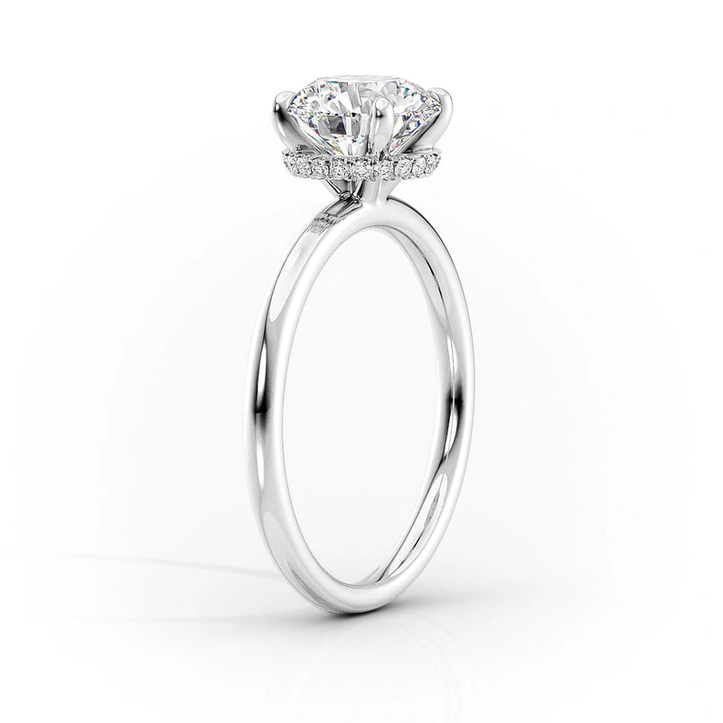 2.5 CT Round Cut Hidden Halo Moissanite Diamond Ring