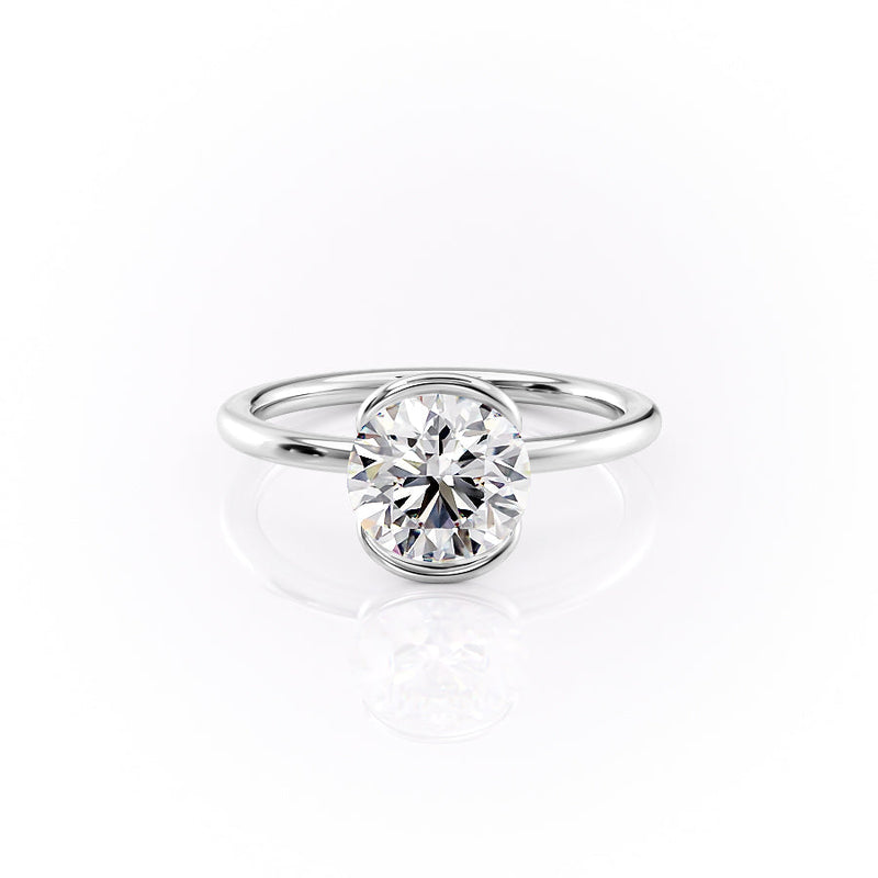 Brilliant 2 CT Round Cut Moissanite Diamond Securely Held In A Unique Bezel Setting Solitaire Ring