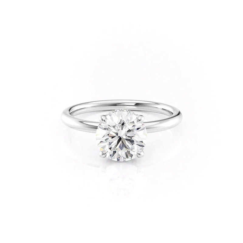 2.5 CT Round Cut Hidden Halo Moissanite Diamond Ring