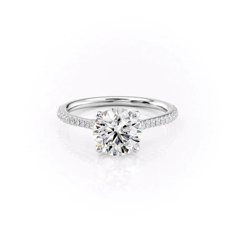 2 CT Round Cut Classic Pave Setting Moissanite Diamond Ring