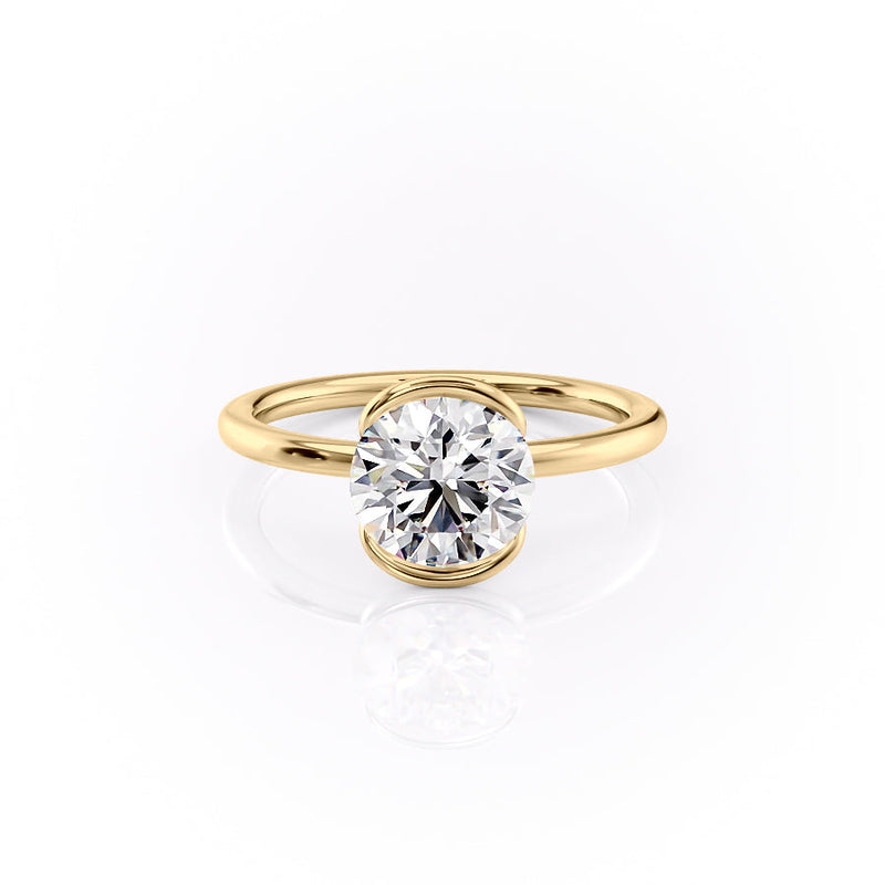 Brilliant 2 CT Round Cut Moissanite Diamond Securely Held In A Unique Bezel Setting Solitaire Ring