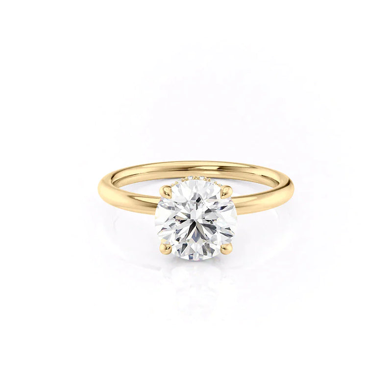 2.5 CT Round Cut Hidden Halo Moissanite Diamond Ring